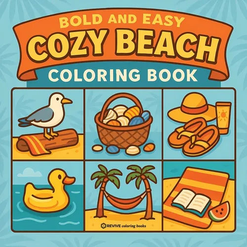Bold & Easy Cozy Beach Coloring Book: Comfy, Cute & Relaxing Stress Relief Coloring-Perfect Cozy Girl Gift!