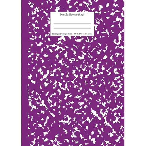 Marble Notebook A4: Purple Marble College Ruled Journal - Paperback
