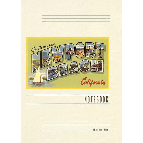 Vintage Lined Notebook Greetings from Newport Beach