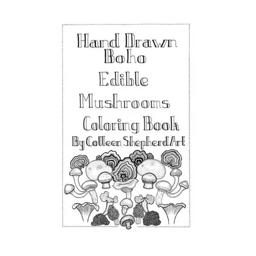 Hand Drawn Boho Edible Mushroom coloring book