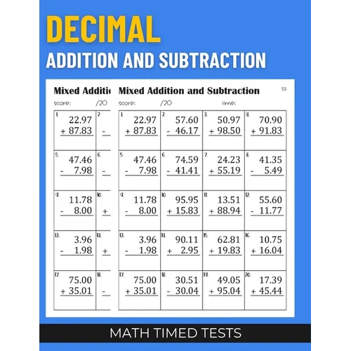 Math Timed Tests: Decimal Addition and Subtraction