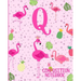 Composition Notebook Q: Pink Flamingo Initial Q Composition Wide Ruled Notebook