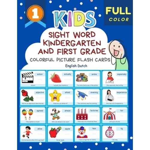 Sight Word Kindergarten and First Grade Colorful Picture Flash Cards English Dutch: Learning to read basic vocabulary card games. Improve reading comp