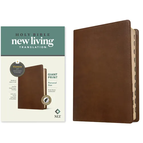 NLT Personal Size Giant Print Bible, Filament Enabled Edition (Red Letter, Leatherlike, Rustic Brown, Indexed)