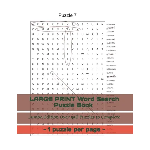 LARGE PRINT Word Search Puzzle Book - 1 puzzle per page - Jumbo Edition Over 350 Puzzles to Complete