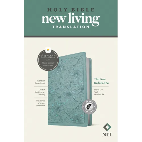 NLT Thinline Reference Bible, Filament Enabled (Leatherlike, Floral Leaf Teal, Indexed, Red Letter)