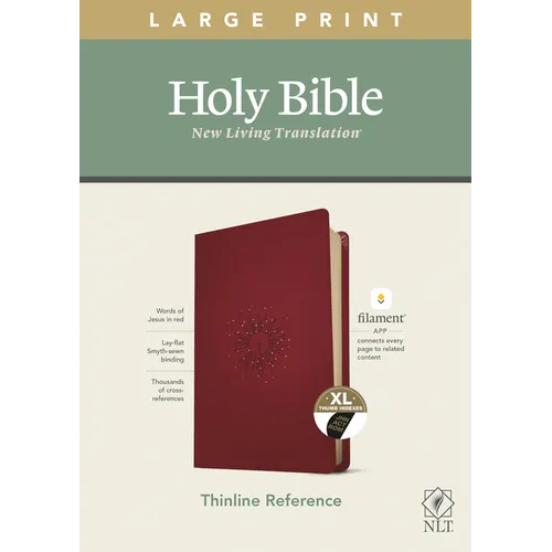 NLT Large Print Thinline Reference Bible, Filament Enabled Edition (Red Letter, Leatherlike, Berry, Indexed)