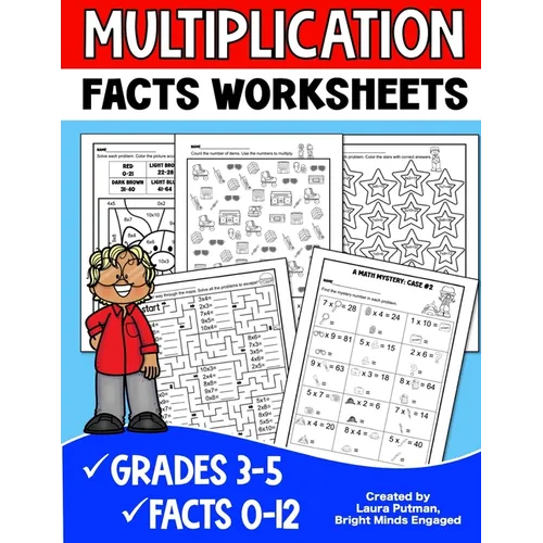 Multiplication Facts Worksheets: Grades 3-5 Digits 0-12 Math Worksheets