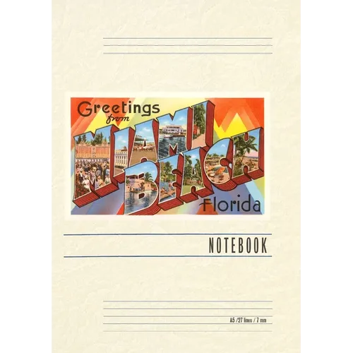 Vintage Lined Notebook Greetings from Miami Beach, Florida