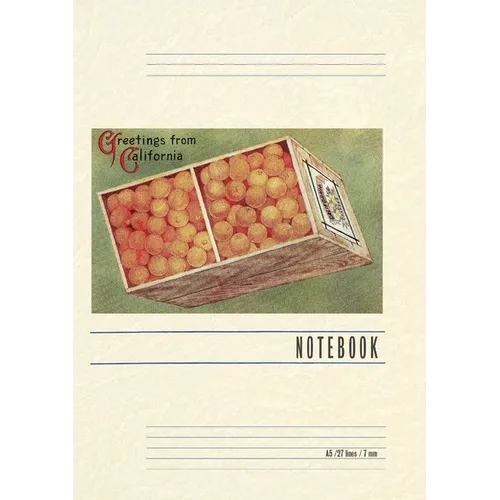 Vintage Lined Notebook Greetings from California, Orange Crate