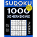 Sudoku Book 1,000 Puzzles, 500 Medium and 500 Hard: Sudoku Puzzle Book with Two Levels of Difficulty to Improve Your Game