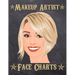 Makeup Artist Face Charts: Makeup cards to paint the face directly on paper with real make-up - Ideal for: professional make-up artists, vloggers