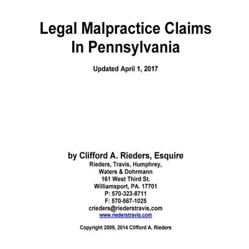 Legal Malpractice Claims In Pennsylvania