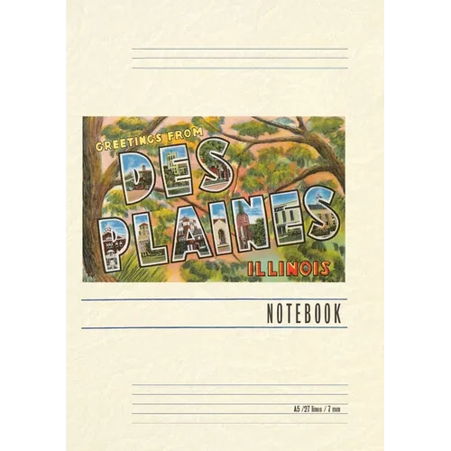 Vintage Lined Notebook Greetings from Des Plaines, Illinois