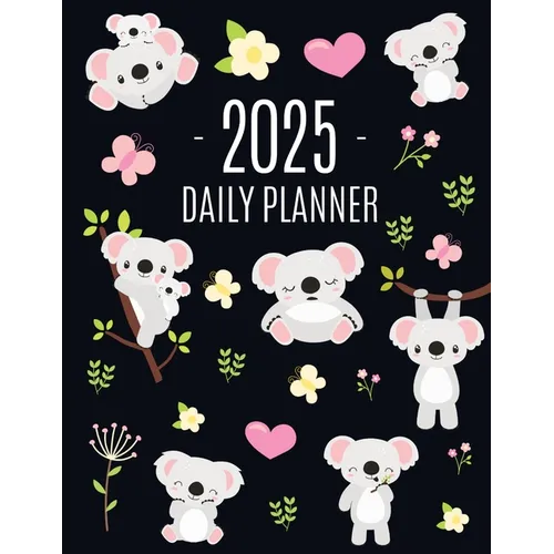 Koala Planner 2025: Australian Outback Animal Agenda: January-December Pretty Pink Butterflies & Yellow Flowers Monthly Scheduler For Work or Office