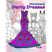 Patterned party dresses: Coloring book for adults fashion