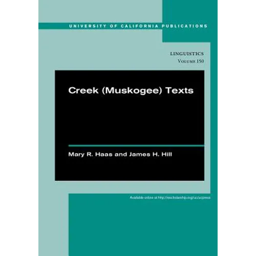 Creek (Muskogee) Texts: Volume 150