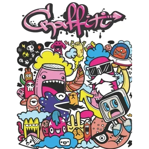 Graffiti: Street Art Coloring Book For Teens Adults, 50 Amazing Graffiti drawing, Calm & Relaxation