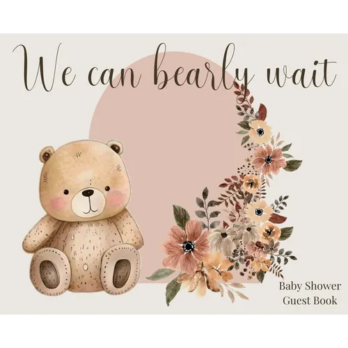 We Can Bearly Wait, Baby Shower hardback Guest Book (landscape)