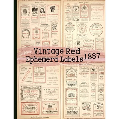 Vintage Red Ephemera Labels 1887: Vintage Labels Ephemera Series