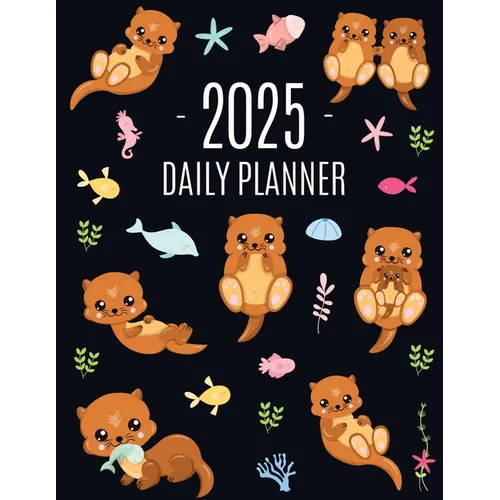 Otter Planner 2025: Daily Organizer: January-December (12 Months) Cute Animal Year Scheduler with Pretty Pink Hearts