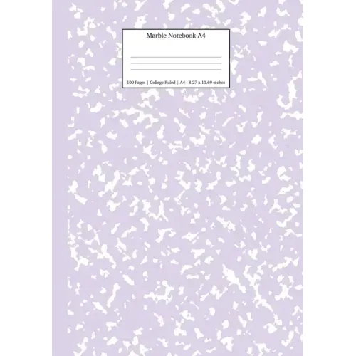 Marble Notebook A4: Lilac Purple College Ruled Journal