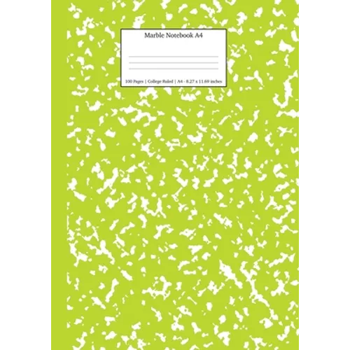 Marble Notebook A4: Green Marble College Ruled Journal