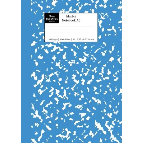 Marble Notebook A5: Blue Marble Wide Ruled Journal