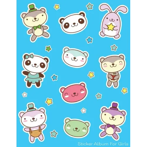 Sticker Album For Girls: 100 Plus Pages For PERMANENT Sticker Collection, Activity Book For Girls, Blue - 8.5 by 11