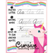Cursive handwriting workbook: Unicorn Cursive Writing Practice Book Homework For Girl Kids Beginners How to Write Cursive Alfhabet Step By Step And