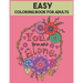 Easy Coloring Book For Adults: 54 Motivational Quotes