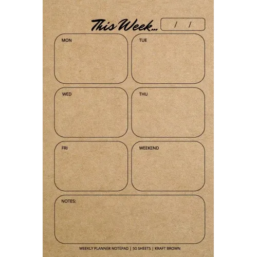 Weekly Planner Notepad: Kraft Brown, Daily Planning Pad for Organizing, Tasks, Goals, Schedule