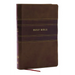 NKJV Personal Size Large Print Bible with 43,000 Cross References, Brown Leathersoft, Red Letter, Comfort Print