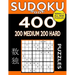 Sudoku Book 400 Puzzles, 200 Medium and 200 Hard: Sudoku Puzzle Book With Two Levels of Difficulty To Improve Your Game