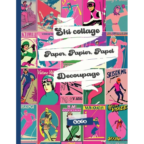 Vintage Ski Art Collage Decoupage paper