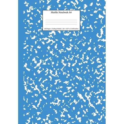 Marble Notebook A4: Blue Marble College Ruled Journal