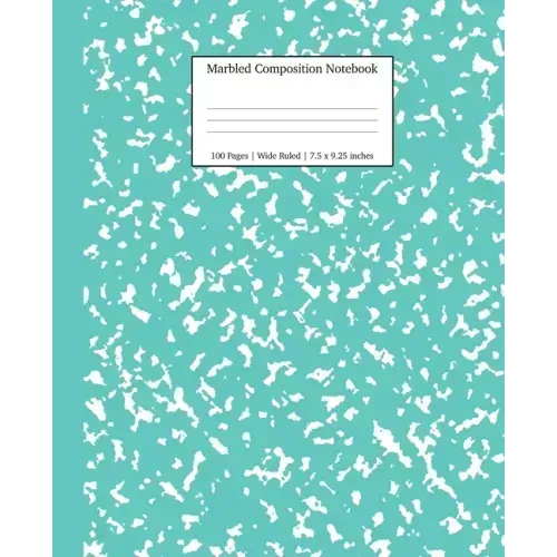 Marbled Composition Notebook: Turquoise Marble Wide Ruled Paper Subject Book