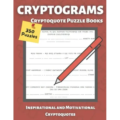 Cryptograms Puzzle Books for Adults: Cryptoquote books, Inspirational and Motivational, Cryptoquote Puzzle Books for adults (Cryptic Puzzles)