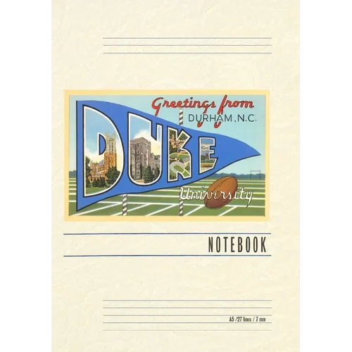 Vintage Lined Notebook Greetings from Duke University, Durham