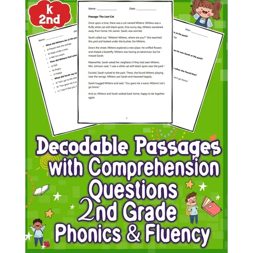 Decodable Passages Questions k - 2nd Grade with Comprehension Phonics & Fluency: Enhance 2nd-grade reading with engaging phonics passages and comprehe