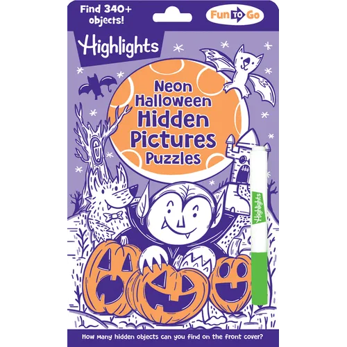 Neon Halloween Hidden Pictures Puzzles: Halloween Puzzle Book for Kids with Neon Hidden Pictures Scenes and Gel Marker, Perfect Halloween Gift and Tra