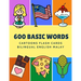 600 Basic Words Cartoons Flash Cards Bilingual English Malay: Easy learning baby first book with card games like ABC alphabet Numbers Animals to pract