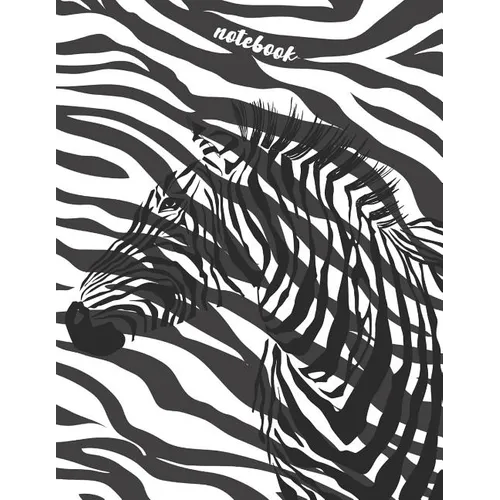 Notebook: Collage Ruled Composition Notebook, Zebra With Black And White Strips Background