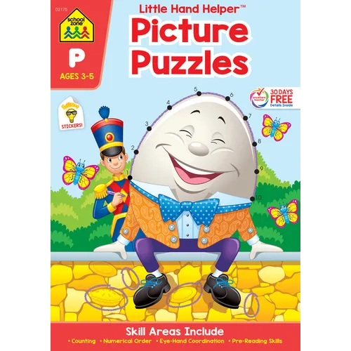 School Zone Picture Puzzles Workbook with Stickers