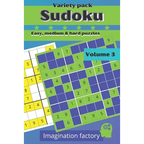 Sudoku variety pack. Easy, medium & hard puzzles: 100 puzzles. 6x9 travel size. Easy to carry