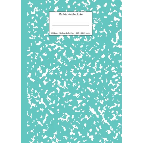 Marble Notebook A4: Turquoise Marble College Ruled Journal - Paperback