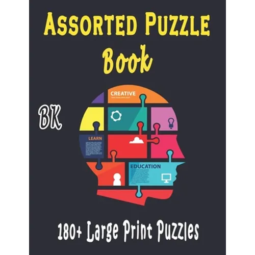 BK Assorted Puzzle Book: Puzzle Activity Book for Adults, 180+ Large Print Mixed Puzzles - Word search, Sudoku, Cryptograms, Word Scramble