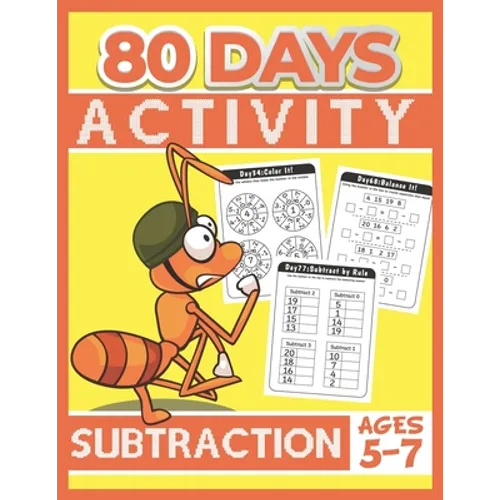 80 Days Activity Subtraction for Kids Ages 5-7: Funny Basic Math Workbook Grade 1, 1st Grade Math, Subtraction Within 20