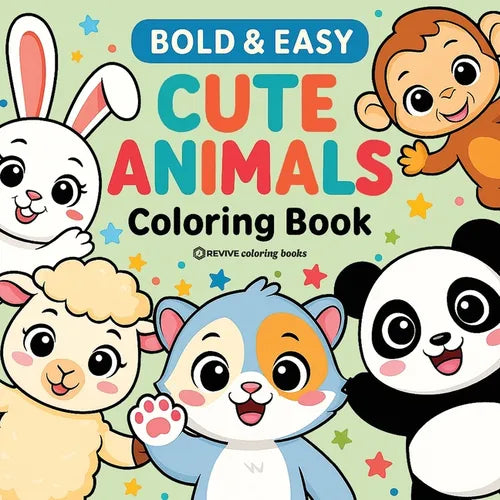 Bold & Easy Cute Animals Coloring Book: Fun Stress Relief Coloring