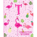 Composition Notebook T: Pink Flamingo Initial T Composition Wide Ruled Notebook